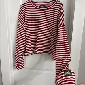 Daily Drills Red and White Striped Top
